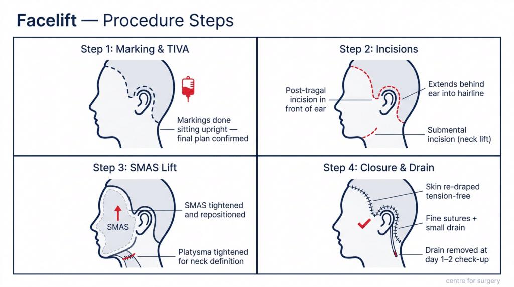 Posttragal Facelift London | SMAS & Deep Plane Facelift | Centre for Surgery