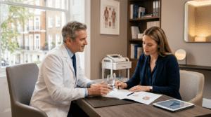 Patient and surgeon in consultation at Centre for Surgery London Baker Street private cosmetic surgery clinic