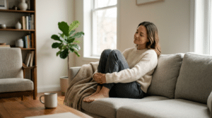Person relaxing comfortably at home during BodyTite recovery, Centre for Surgery London
