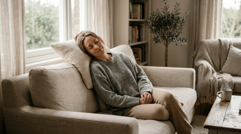 Person relaxing comfortably at home during brow lift recovery, Centre for Surgery London