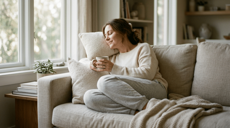 Person relaxing comfortably at home during fat transfer recovery, Centre for Surgery London