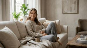 Person relaxing comfortably at home during MTF top surgery recovery, Centre for Surgery London