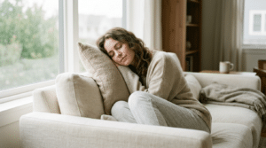 Young adult relaxing comfortably at home during otoplasty recovery, Centre for Surgery London