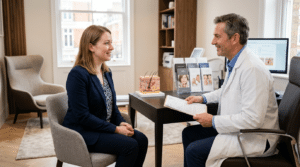 Person consulting a doctor about skin irritation after weight loss at Centre for Surgery London Baker Street clinic