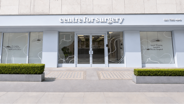 The Centre for Surgery clinic frontage at 95 to 97 Baker Street, London W1U 6RN