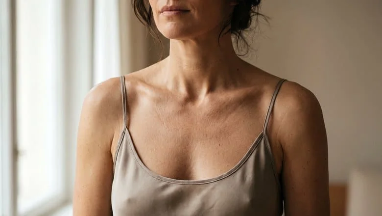 Proportionate breast contour with relaxed open shoulders — breast reduction surgery at Centre for Surgery, Baker Street, London