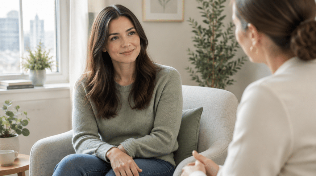 Woman in consultation with a female surgeon about clitoral hood reduction at Centre for Surgery, Baker Street, London