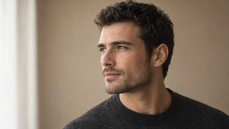 Man in three-quarter profile with a straight, well-proportioned nose — male rhinoplasty (nose job for men) at Centre for Surgery, Baker Street, London