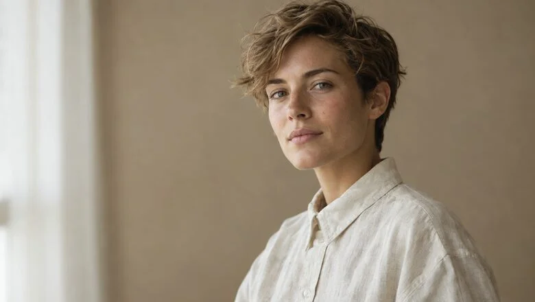 Person with short tousled hair in an oversized linen shirt, photographed in soft window light — non-binary surgery (gender-affirming surgery) at Centre for Surgery, Baker Street, London