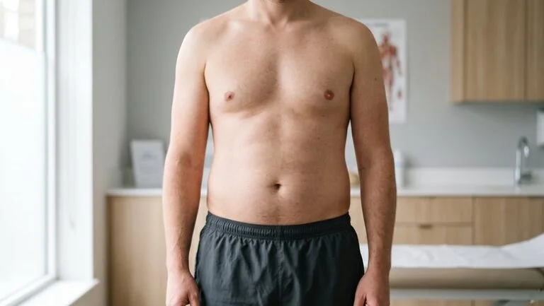 Pseudogynecomastia — chest fat rather than glandular tissue, assessed at Centre for Surgery London