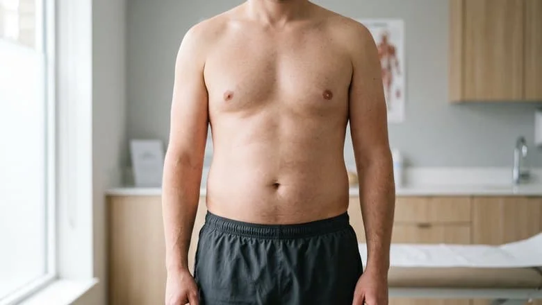 Pseudogynecomastia — chest fat rather than glandular tissue, assessed at Centre for Surgery London