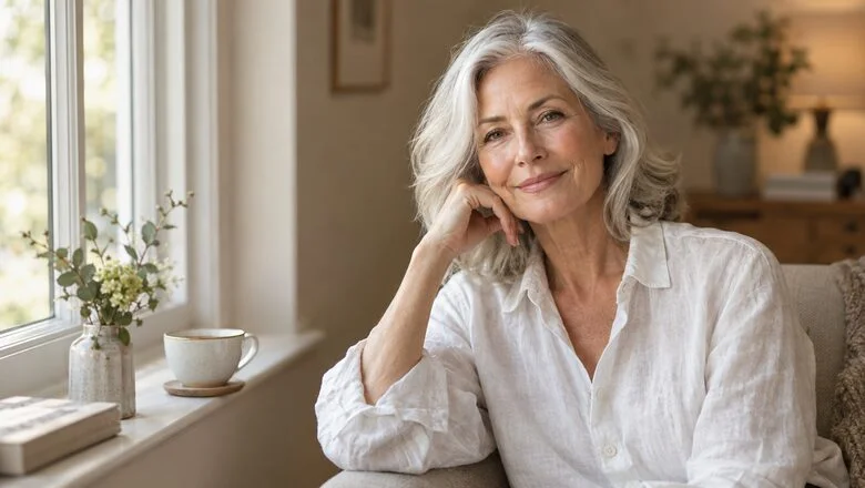 Silver-haired woman seated by a sunlit window — RenovaLase laser treatment for vaginal dryness at Centre for Surgery, Baker Street, London