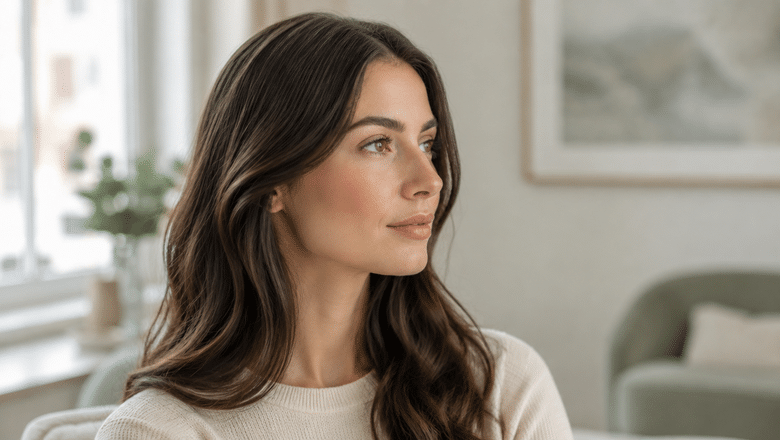 Woman in three-quarter profile at a tip rhinoplasty consultation at Centre for Surgery, Baker Street, London