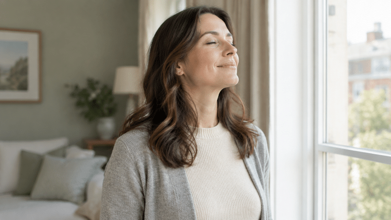 Woman breathing clearly through her nose after turbinate reduction surgery at Centre for Surgery, Baker Street, London