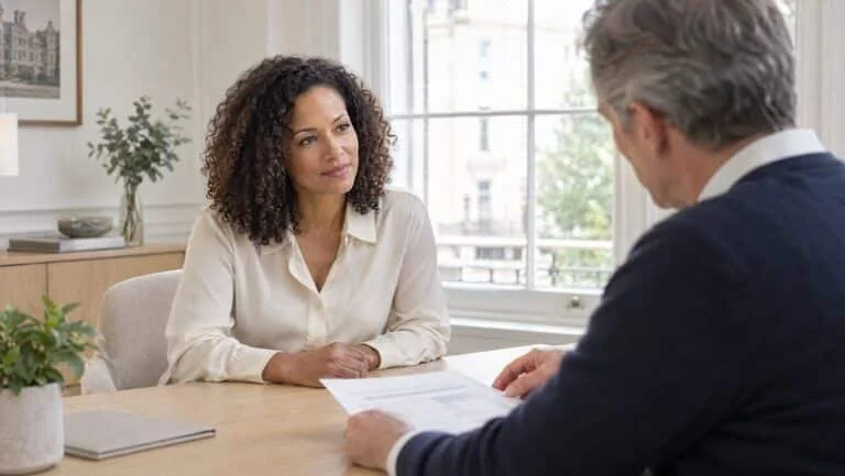 Woman listening as a consultant surgeon explains her breast implant replacement plan at Centre for Surgery, London