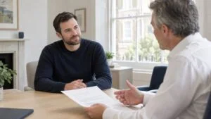 Consultant surgeon talking a man through his gynaecomastia surgery treatment plan at Centre for Surgery, London