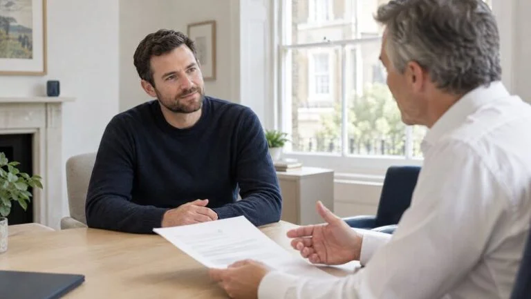 Consultant surgeon talking a man through his gynaecomastia surgery treatment plan at Centre for Surgery, London