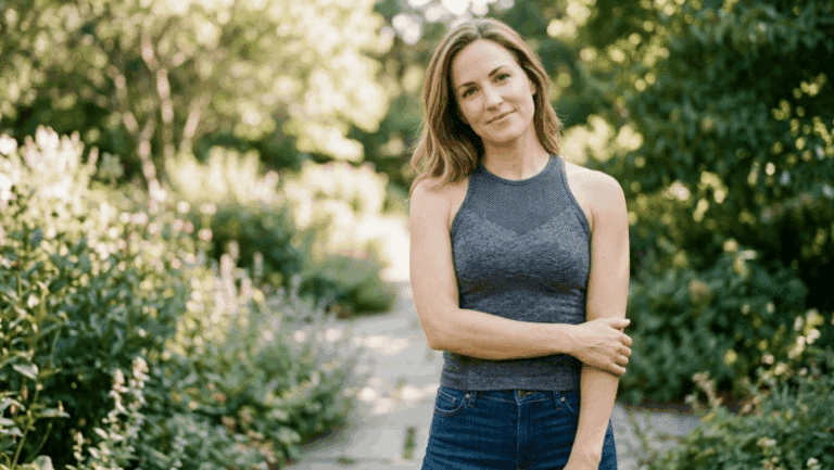 Confident woman in neutral activewear with good posture representing breast lift and perkiness at Centre for Surgery London