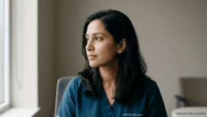 Indian and Pakistani rhinoplasty consultation at Centre for Surgery London — three-quarter profile showing nasal skin thickness and alar base