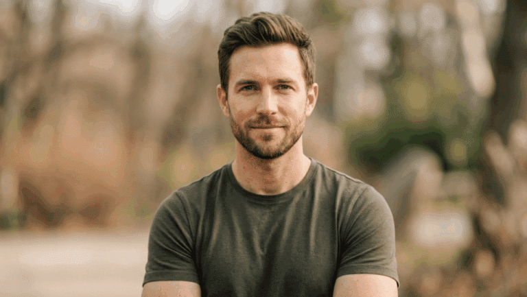 Fit man in his thirties looking calm and confident, illustrating that puffy nipples are common and treatable