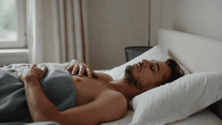 Man lying awake at dawn looking unrested — poor sleep quality caused by snoring and obstructive sleep apnoea, Centre for Surgery London
