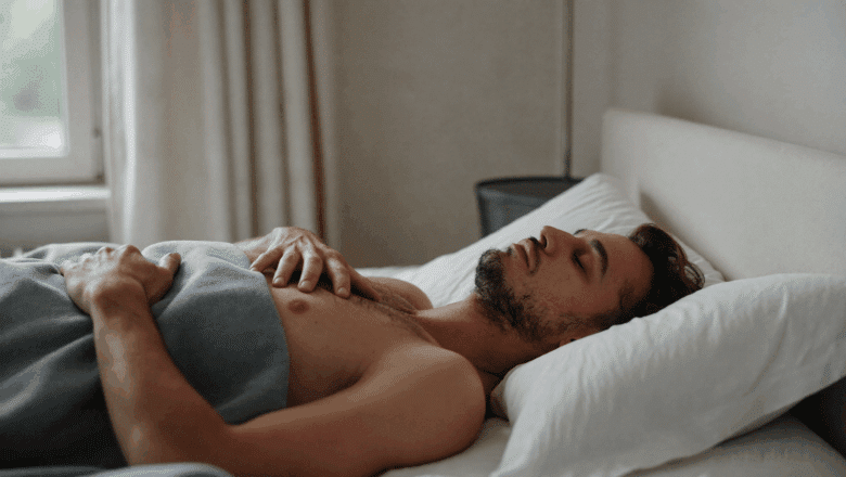 Man lying awake at dawn looking unrested — poor sleep quality caused by snoring and obstructive sleep apnoea, Centre for Surgery London