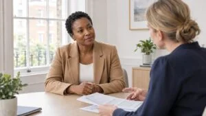 Woman listening as a consultant surgeon explains her tummy tuck treatment plan at Centre for Surgery, London