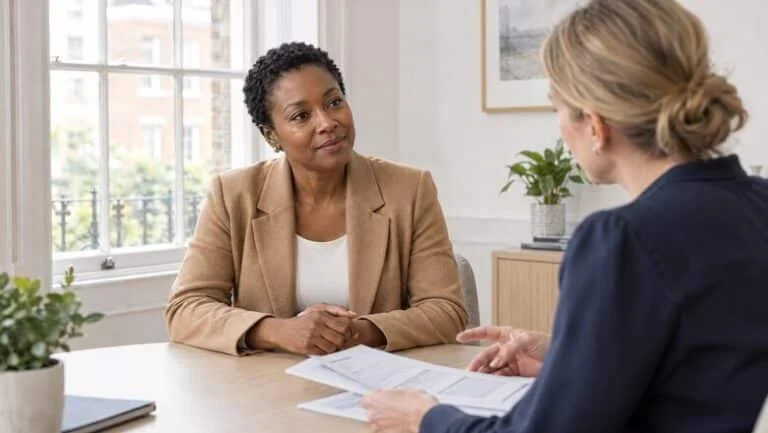 Woman listening as a consultant surgeon explains her tummy tuck treatment plan at Centre for Surgery, London